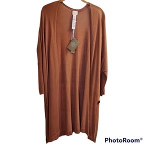 Chicos Convertable Cardigan Sweater 3/4 Sleeve Size 8 Butterscotch NWT